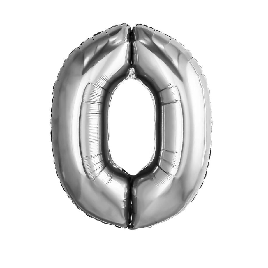 Balon din folie Cifra "0" 81 cm (32") silver