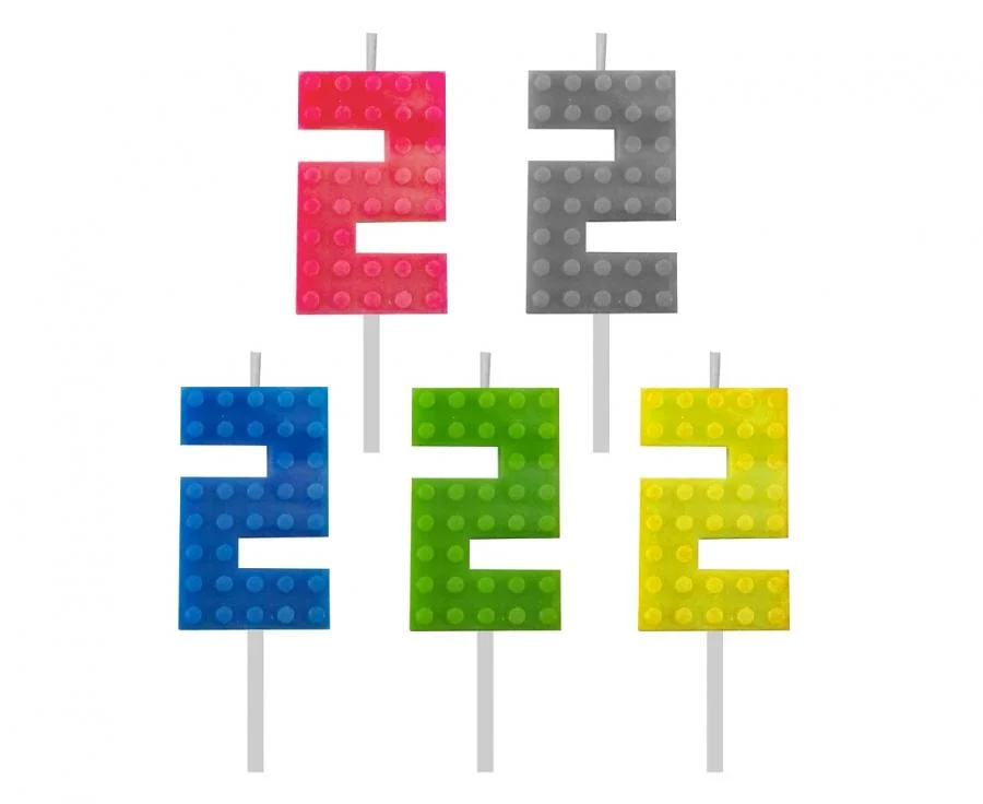 Lumanare pentru tort Cifra 2 Blocks 5,5 cm - imagine 2