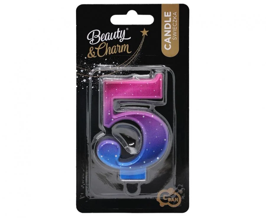 Lumanare pentru tort Cifra 5 Night Sky 8 cm