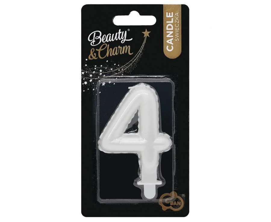 Lumanare pentru tort Cifra 4 Pearly white 7 cm