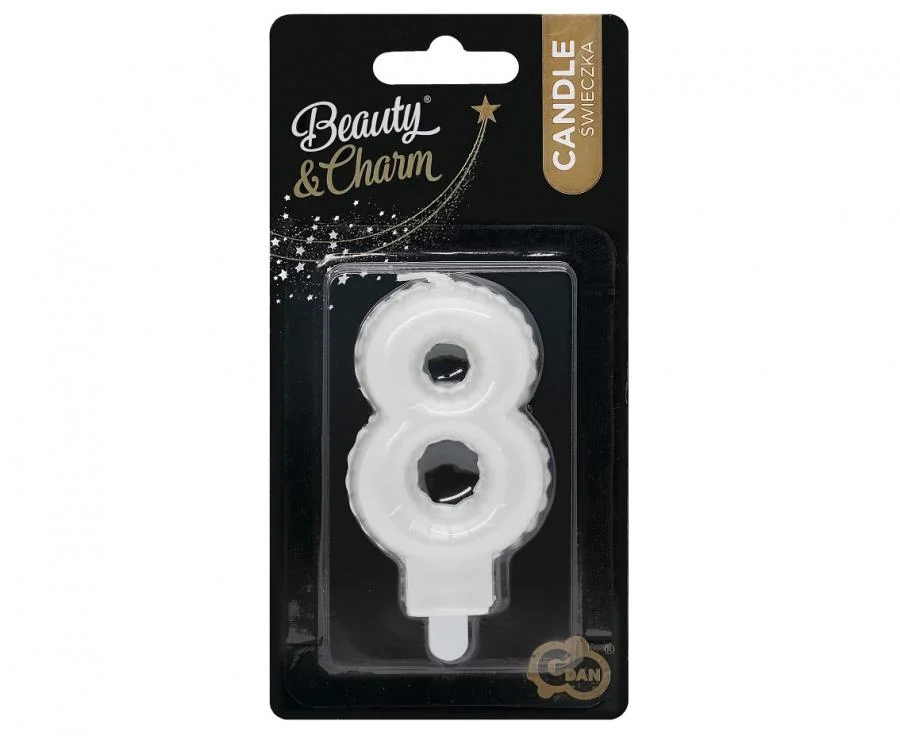 Lumanare pentru tort Cifra 8 Pearly white 7 cm