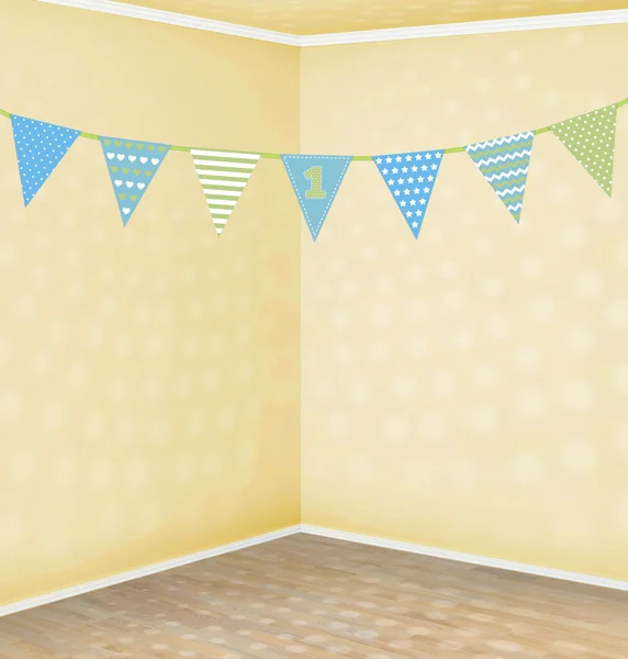 Ghirlanda din hârtie 1-a aniversare! Albastru-verde 1,35 m