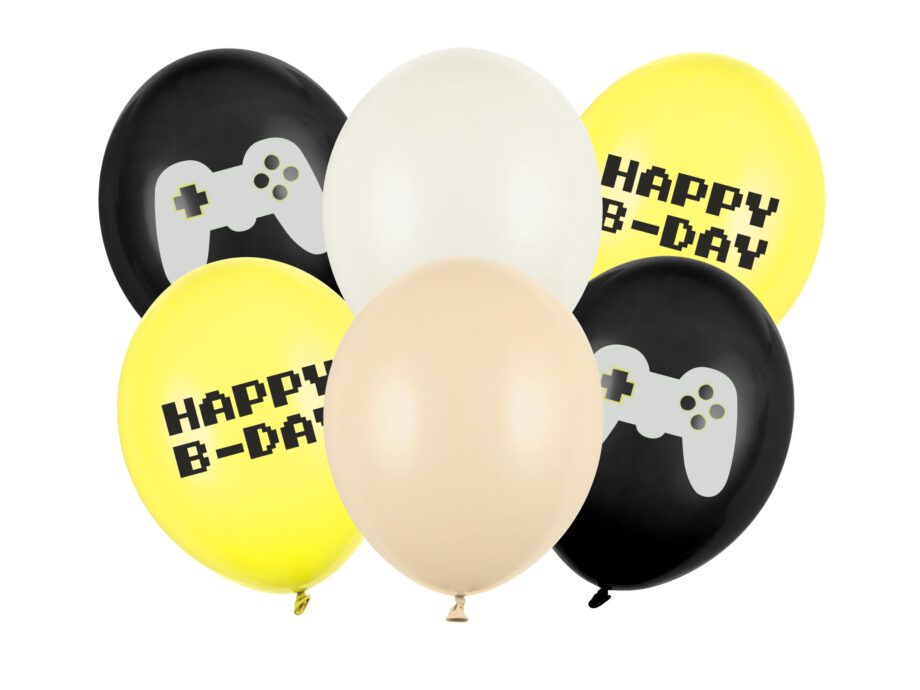 Set baloane latex 30 cm (12") Happy B-day, 6 baloane