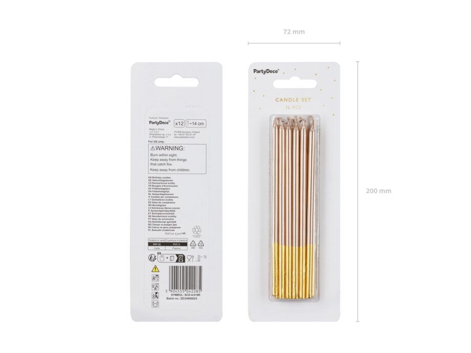 Set lumanari pentru tort auriu roz 14 cm 12 buc - imagine 3