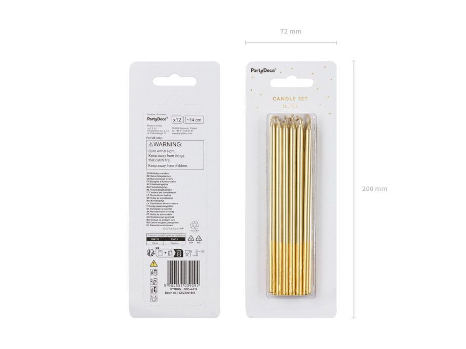 Set lumanari pentru tort aurie 14 cm 12 buc - imagine 2