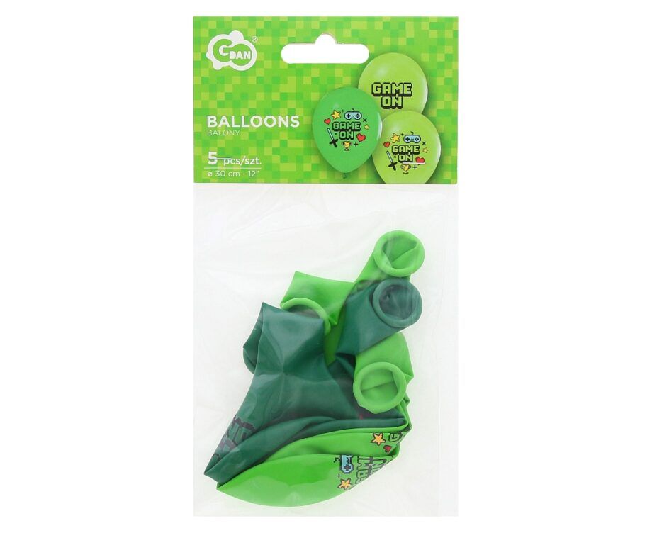 Set baloane latex 30 cm (12") Game On, 5 baloane - imagine 2